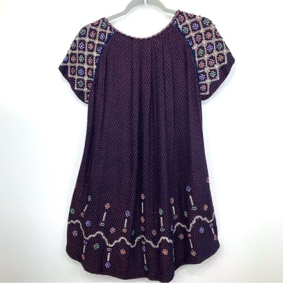 Free People IN THE CLOUDS Dark Knit Embroidered Sweater Tunic / Mini Dress - Picture 7 of 16